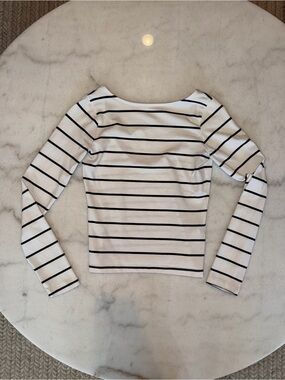 Madewell Striped Boatneck Long Sleeve Top - White & Black